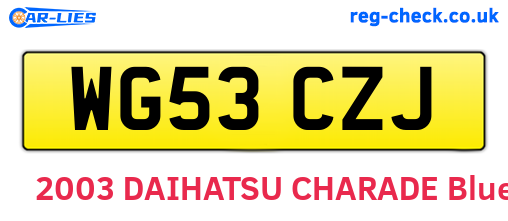 WG53CZJ are the vehicle registration plates.