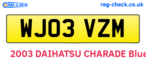 WJ03VZM are the vehicle registration plates.