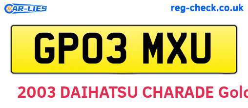 GP03MXU are the vehicle registration plates.