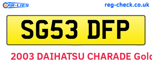 SG53DFP are the vehicle registration plates.