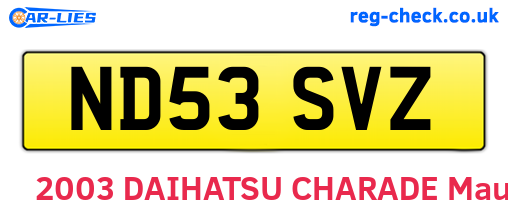 ND53SVZ are the vehicle registration plates.