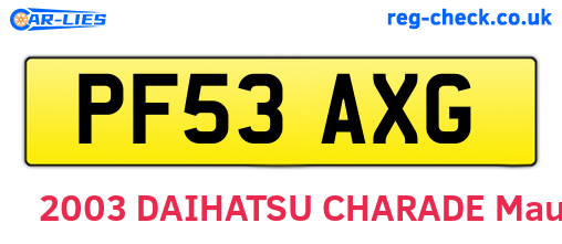 PF53AXG are the vehicle registration plates.