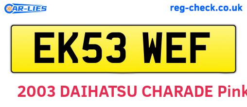 EK53WEF are the vehicle registration plates.