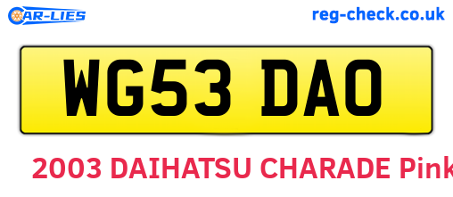 WG53DAO are the vehicle registration plates.