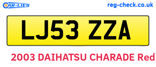 LJ53ZZA are the vehicle registration plates.