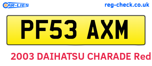 PF53AXM are the vehicle registration plates.