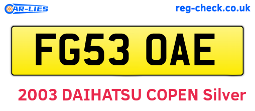 FG53OAE are the vehicle registration plates.