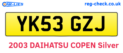 YK53GZJ are the vehicle registration plates.