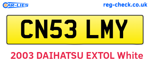 CN53LMY are the vehicle registration plates.