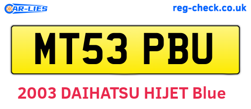 MT53PBU are the vehicle registration plates.
