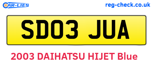 SD03JUA are the vehicle registration plates.