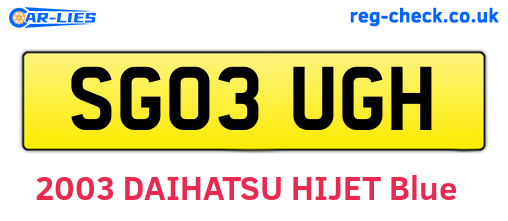 SG03UGH are the vehicle registration plates.