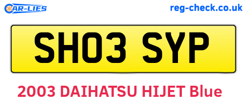 SH03SYP are the vehicle registration plates.