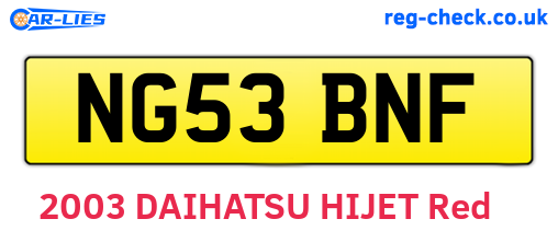 NG53BNF are the vehicle registration plates.