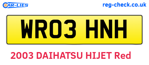 WR03HNH are the vehicle registration plates.