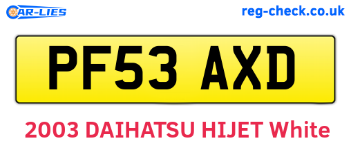 PF53AXD are the vehicle registration plates.