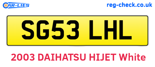 SG53LHL are the vehicle registration plates.