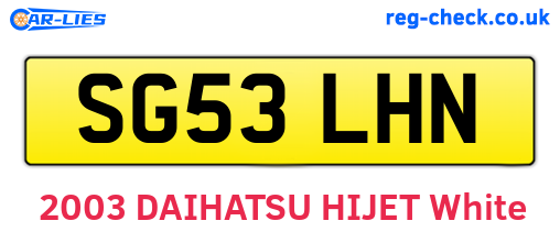 SG53LHN are the vehicle registration plates.