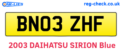 BN03ZHF are the vehicle registration plates.