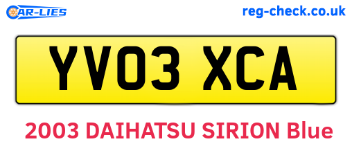 YV03XCA are the vehicle registration plates.