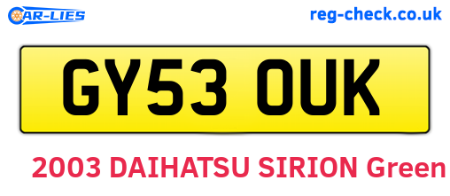 GY53OUK are the vehicle registration plates.