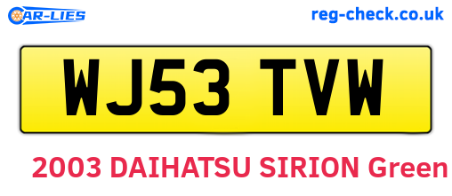 WJ53TVW are the vehicle registration plates.
