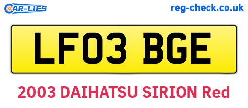 LF03BGE are the vehicle registration plates.