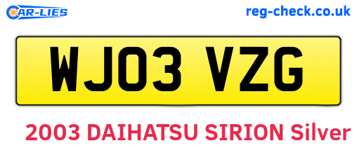 WJ03VZG are the vehicle registration plates.