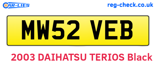 MW52VEB are the vehicle registration plates.