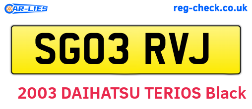 SG03RVJ are the vehicle registration plates.