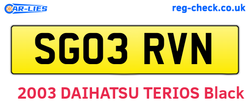 SG03RVN are the vehicle registration plates.