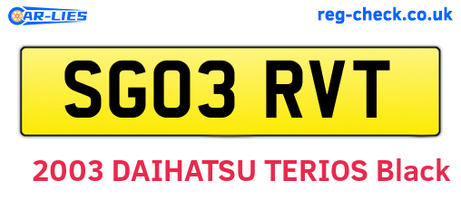 SG03RVT are the vehicle registration plates.