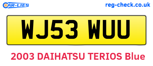 WJ53WUU are the vehicle registration plates.