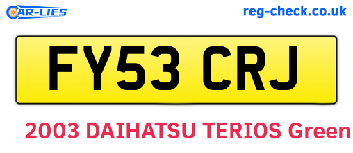 FY53CRJ are the vehicle registration plates.