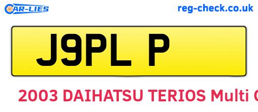 J9PLP are the vehicle registration plates.