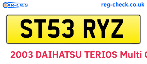 ST53RYZ are the vehicle registration plates.