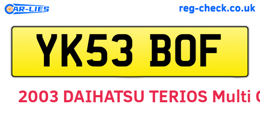 YK53BOF are the vehicle registration plates.