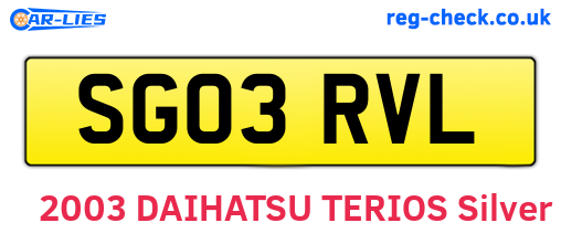 SG03RVL are the vehicle registration plates.
