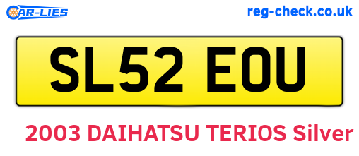 SL52EOU are the vehicle registration plates.