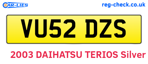 VU52DZS are the vehicle registration plates.