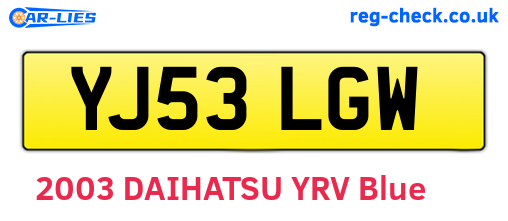 YJ53LGW are the vehicle registration plates.