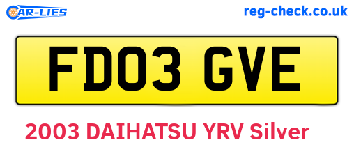 FD03GVE are the vehicle registration plates.