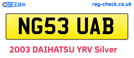 NG53UAB are the vehicle registration plates.