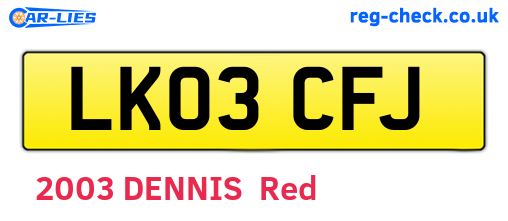 LK03CFJ are the vehicle registration plates.