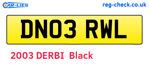 DN03RWL are the vehicle registration plates.