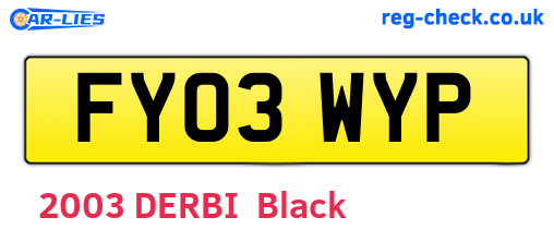 FY03WYP are the vehicle registration plates.
