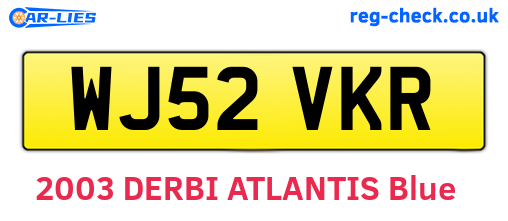 WJ52VKR are the vehicle registration plates.