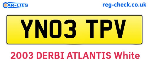 YN03TPV are the vehicle registration plates.