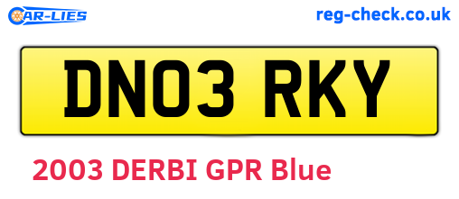 DN03RKY are the vehicle registration plates.