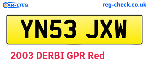 YN53JXW are the vehicle registration plates.